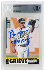 Ben Grieve Signed Oakland A's 1995 Collectors Choice Rookie Baseball Card #40 w/98 AL ROY - (Beckett Encapsulated)