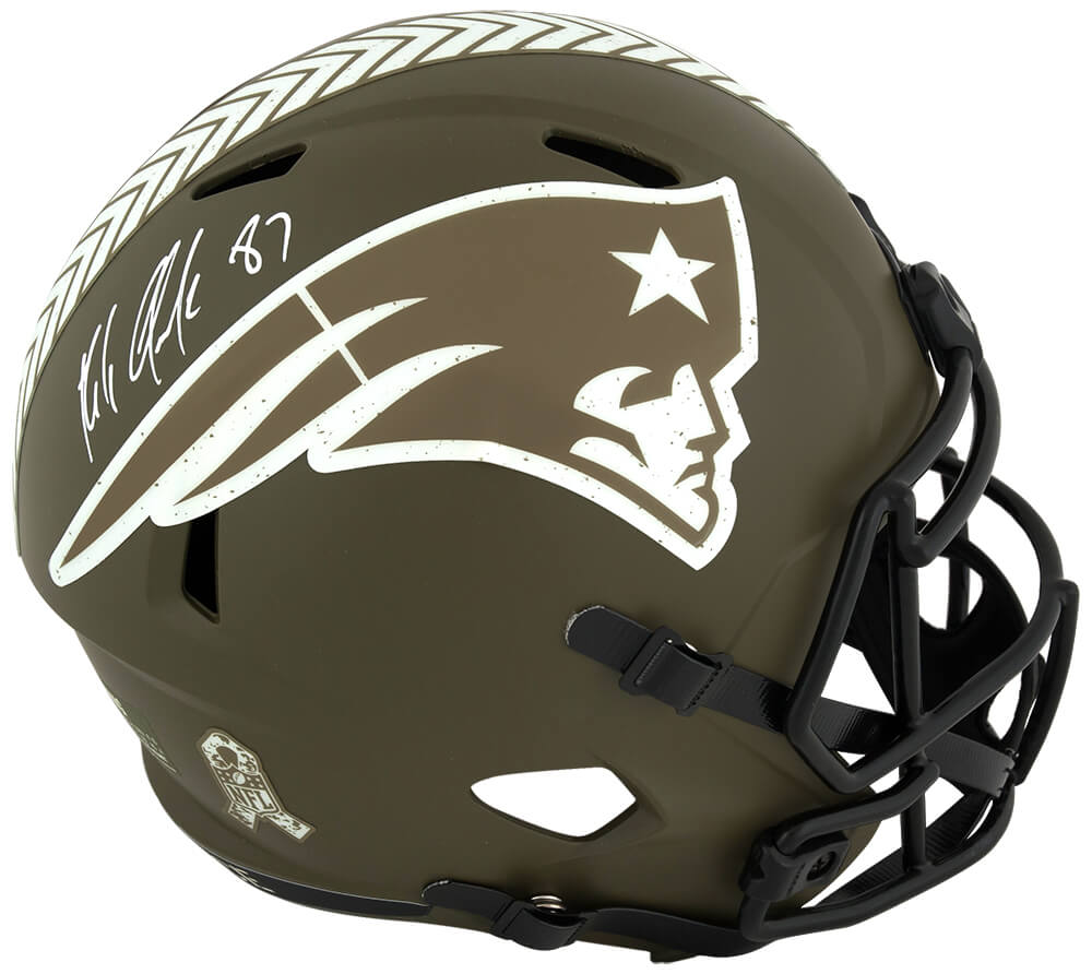 Rob Gronkowski Signed New England Patriots Salute to Service Riddell Full Size Speed Replica Helmet