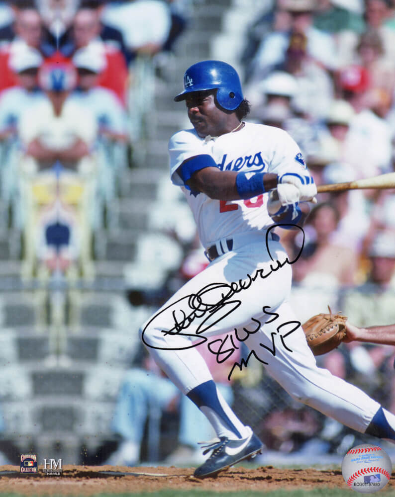 Pedro Guerrero Signed Los Angeles Dodgers Swinging Action 8x10 Photo w/81 WS MVP