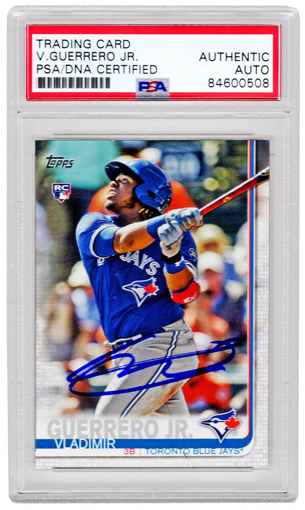 Vladimir Guerrero Jr Signed Toronto Blue Jays 2019 Topps Series 2 Rookie Baseball Trading Card (No #) (PSA/DNA Encapsulated)