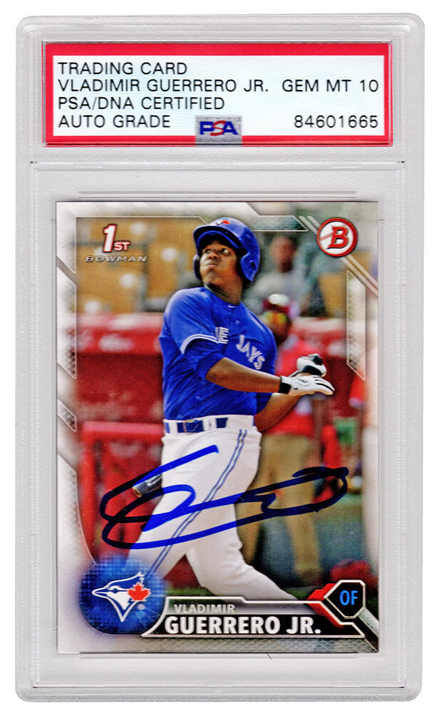 Vladimir Guerrero Jr Signed Toronto Blue Jays 2016 Topps Bowman Rookie Baseball Trading Card #BP55 - (PSA/DNA - Auto Grade 10)