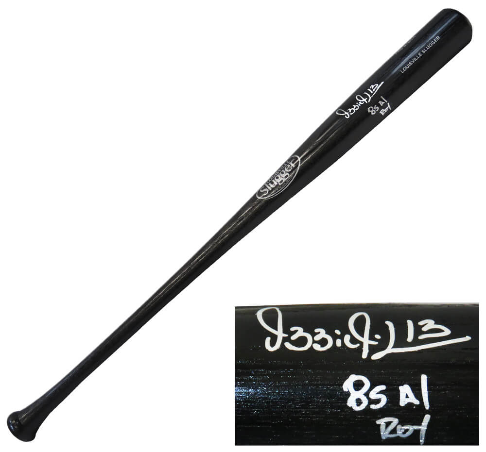 Ozzie Guillen Signed Louisville Slugger Black Baseball Bat w/85 AL ROY