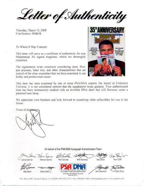 Muhammad Ali Autographed Sports Illustrated Magazine Vintage PSA/DNA #H58638