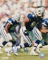 Charles Haley Signed Dallas Cowboys Blue Jersey Action 8x10 Photo