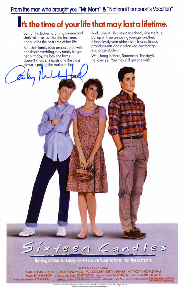 Anthony Michael Hall Signed Sixteen Candles 11x17 Movie Poster