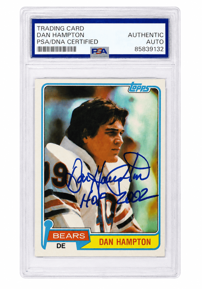 Dan Hampton Signed Bears 1981 Topps Rookie Football Card #316 w/HOF 2002 - (PSA Encapsulated)