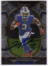 Damar Hamlin Signed Buffalo Bills 2022 Panini Select Prizm Silver Die Cut Football Card #100