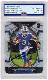 Damar Hamlin Signed Buffalo Bills 2022 Panini Select Prizm Silver Die Cut Football Card #100 - (PSA Encapsulated)