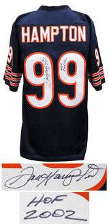 Dan Hampton Signed Navy Custom Jersey w/HOF 2002