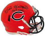 Dan Hampton Signed Chicago Bears 2022 Orange Alternate Riddell Speed Mini Helmet w/HOF 2002