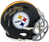Jack Ham Signed Pittsburgh Steelers Throwback Riddell Speed Mini Helmet w/HOF'88 (In Gold)