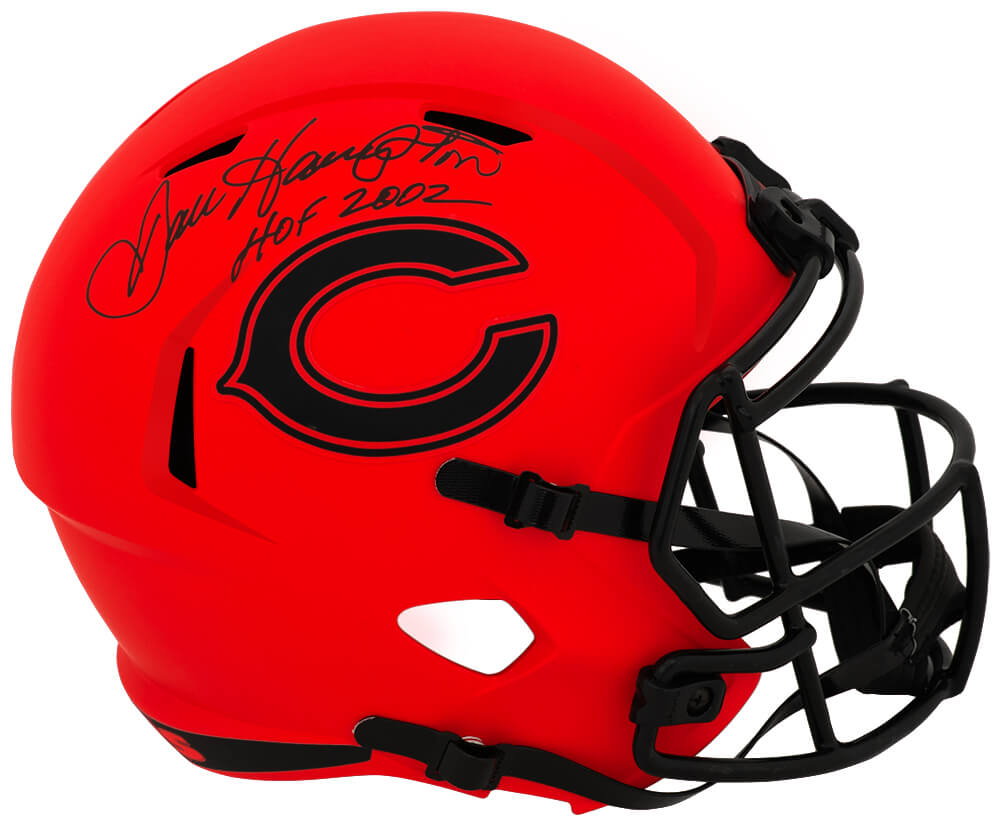 Dan Hampton Signed Chicago Bears RAVE Riddell Full Size Speed Replica Helmet w/HOF 2002