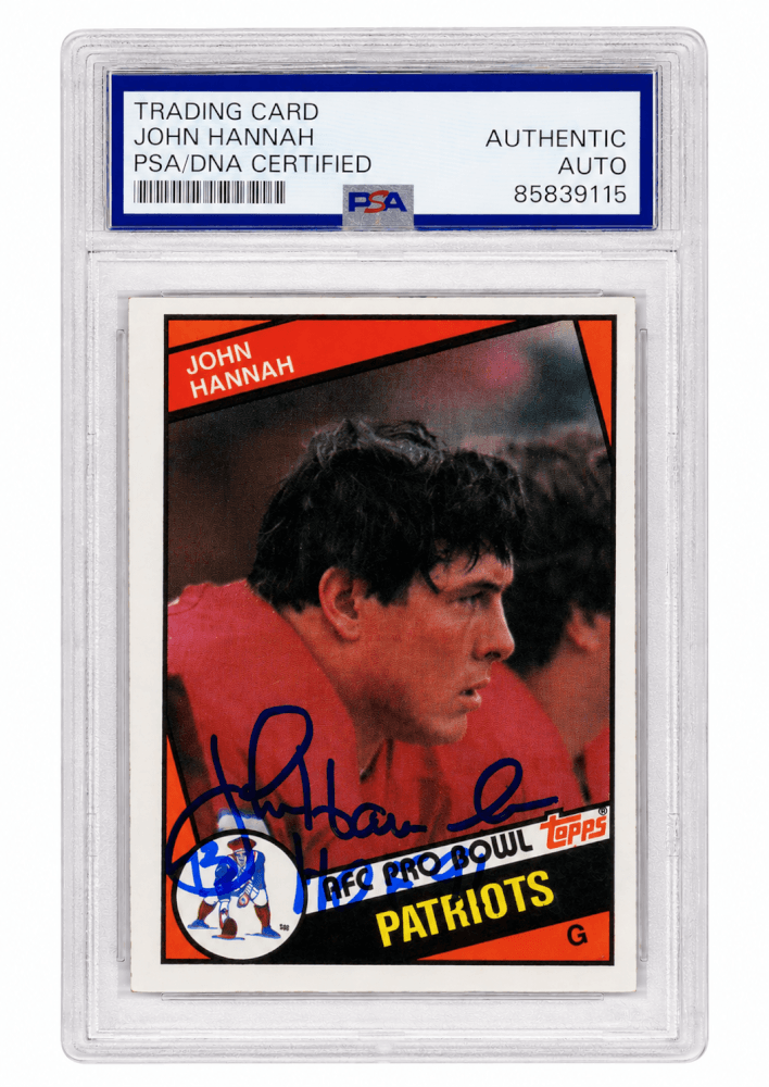 John Hannah Signed New England Patriots 1984 Topps Football Trading Card #137 w/HOF'91 - (PSA Encapsulated)