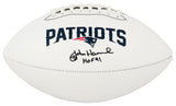 John Hannah Signed New England Patriots Franklin White Logo Football w/HOF'91