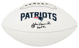 John Hannah Signed New England Patriots Franklin White Logo Football w/HOF'91
