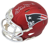 John Hannah Signed New England Patriots FLASH Riddell Speed Mini Helmet w/HOF'91