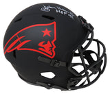 John Hannah Signed New England Patriots Eclipse Riddell Full Size Speed Replica Helmet w/HOF'91