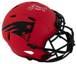 John Hannah Signed New England Patriots RAVE Riddell Full Size Speed Replica Helmet w/HOF'91