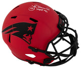 John Hannah Signed New England Patriots RAVE Riddell Full Size Speed Replica Helmet w/HOF'91