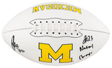 Jaylen Harrell Signed Michigan Wolverines Logo Brand White Logo Football w/2023 National Champs