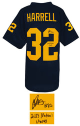 Jaylen Harrell Signed Navy Custom College Football Jersey w/2023 National Champs