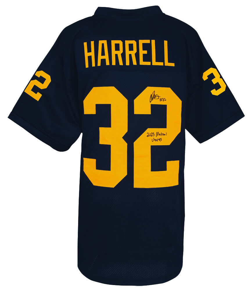 Jaylen Harrell Signed Navy Custom College Football Jersey w/2023 National Champs