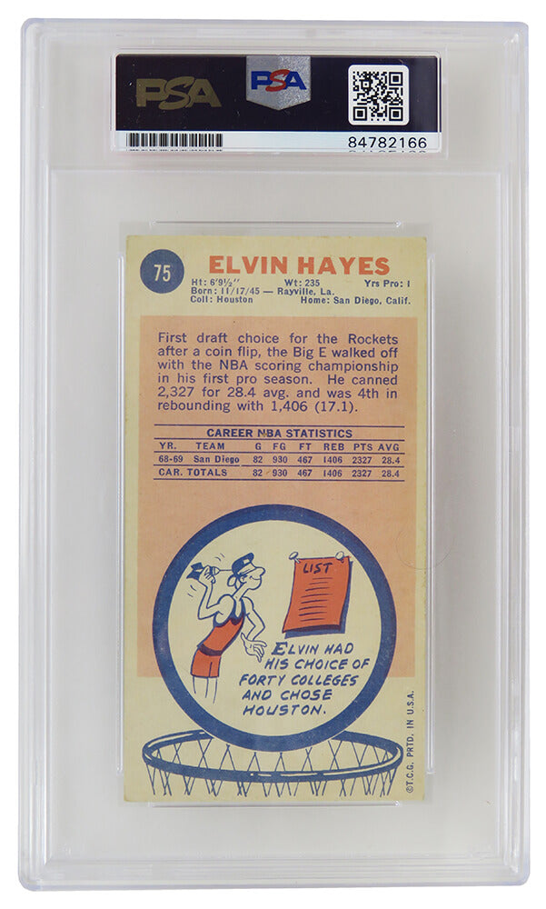 Elvin Hayes Signed 1969-1970 Topps Tall Boy Rookie Basketball Trading Card #75 - (PSA Encapsulated)