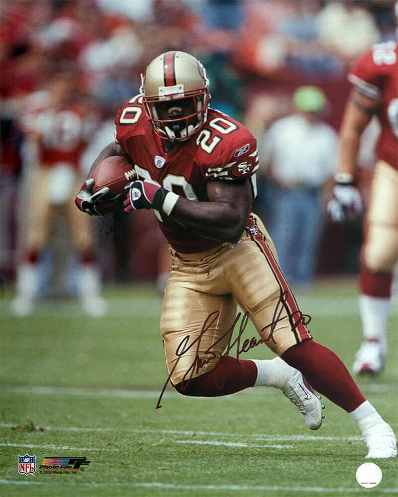 Garrison Hearst Signed San Francisco 49ers Red Jersey Action 16x20 Photo