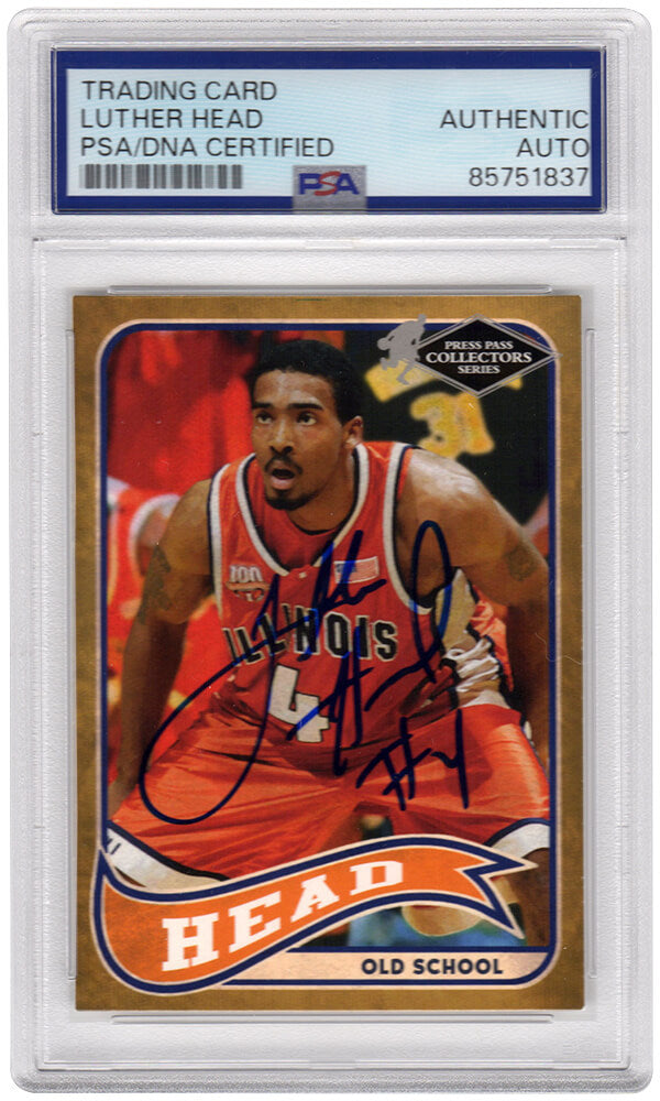 Luther Head Signed Illinois 2005 Press Pass Old School Rookie Basketball Card #10 - (PSA Encapsulated)