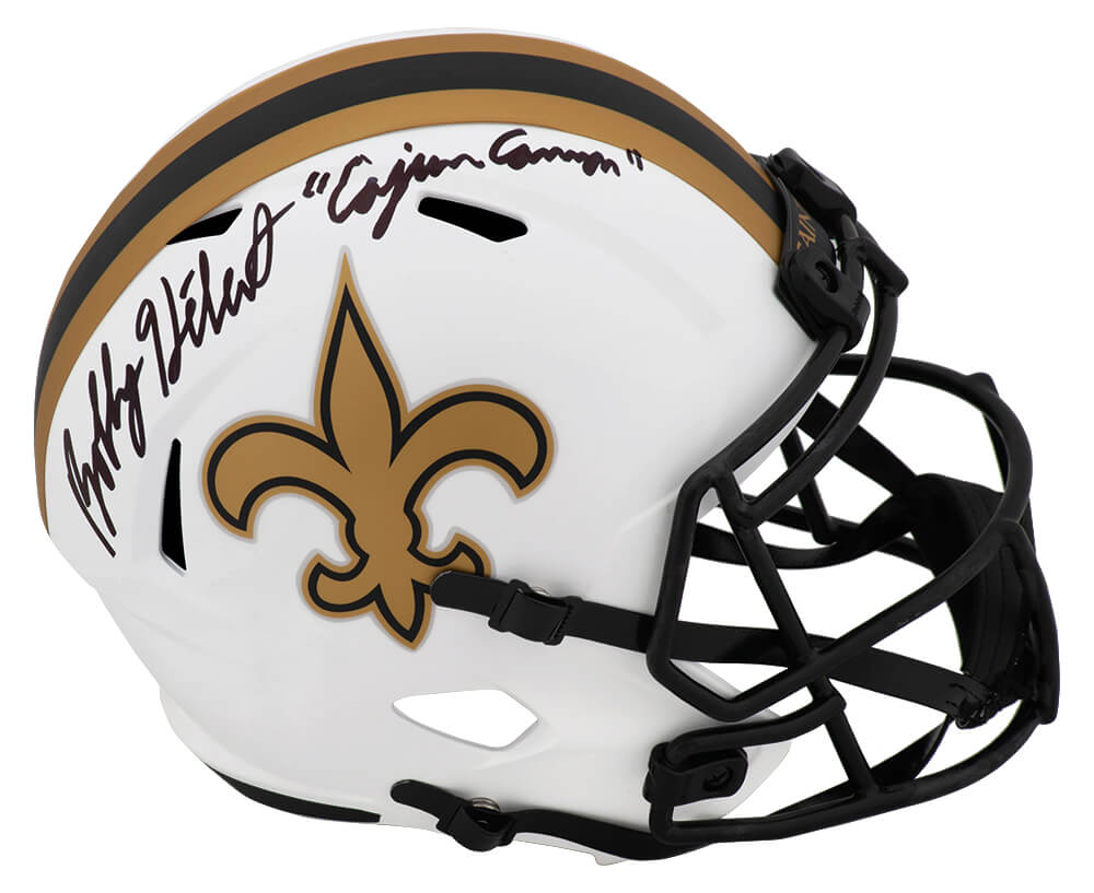 Bobby Hebert Signed New Orleans Saints LUNAR Riddell Full Size Speed Replica Helmet w/Cajun Cannon