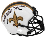 Bobby Hebert Signed New Orleans Saints LUNAR Riddell Full Size Speed Replica Helmet w/Cajun Cannon