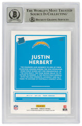 Justin Herbert Signed Chargers 2020 Donruss Rated Rookie Football Card #303 - (Beckett / Auto Grade 10)