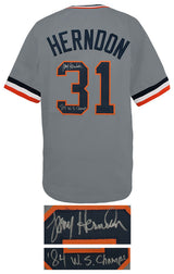 Larry Herndon Signed Grey Custom Baseball Jersey w/84 WS Champs