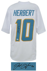 Justin Herbert Signed White Custom Football Jersey - (Beckett)
