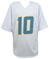 Justin Herbert Signed White Custom Football Jersey - (Beckett)