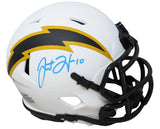 Justin Herbert Signed Los Angeles Chargers Lunar Eclipse White Matte Riddell Speed Mini Helmet (Beckett)