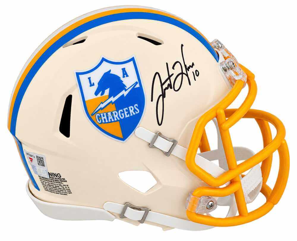 Justin Herbert Signed Los Angeles Chargers RETRO Riddell Speed Mini Helmet - (Fanatics)