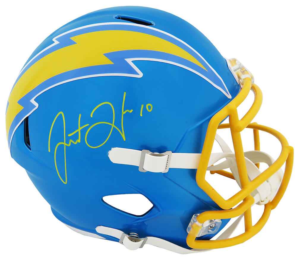 Justin Herbert Signed Los Angeles Chargers FLASH Riddell Full Size Speed Replica Helmet (Beckett)