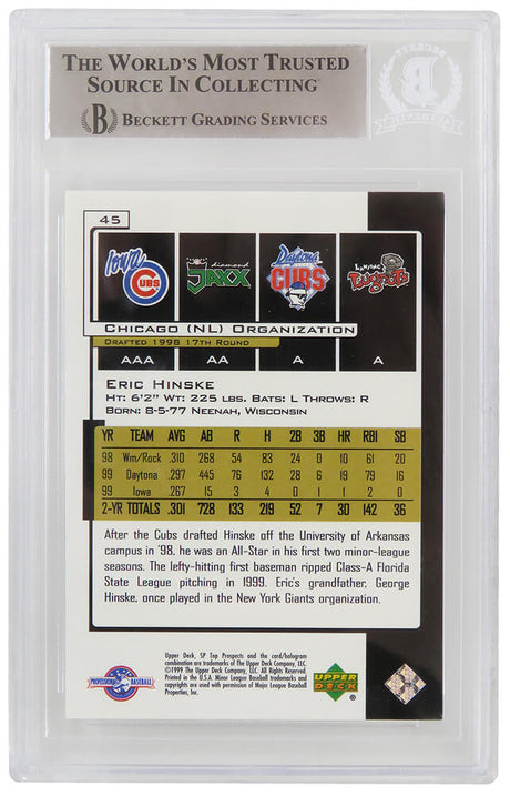 Eric Hinske Signed 2000 Upper Deck SP Rookie Baseball Trading Card #45 - (Beckett Encapsulated)