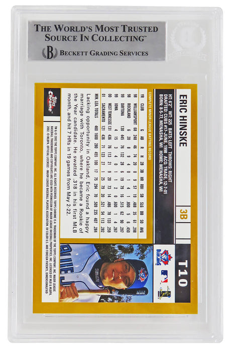 Eric Hinske Signed Blue Jays 2002 Topps Chrome Baseball Trading Card #T10 - (Beckett Encapsulated)