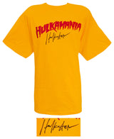 Hulk Hogan Signed Hulkamania Yellow Wrestling T-Shirt w/Hulkster Signature