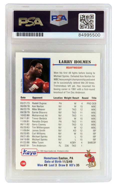 Larry Holmes Signed 1991 Kayo Boxing Trading Card #189 - (PSA Encapsulated)