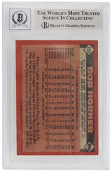 Bob Horner Signed Atlanta Braves 1986 Topps Baseball Trading Card #220 - (Beckett - Auto Grade 10)