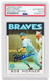Bob Horner Signed Atlanta Braves 1986 Topps Baseball Trading Card #220 - (PSA Encapsulated)