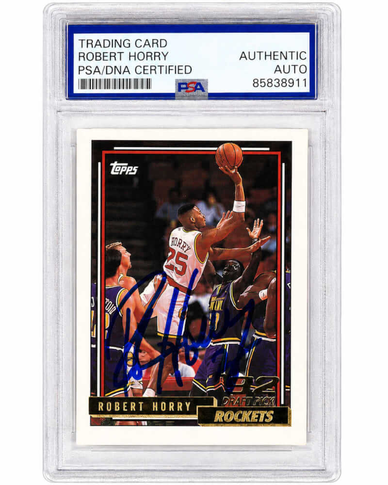 Robert Horry Signed Houston Rockets 1992 Topps GOLD Rookie Basketball Card #308 - (PSA Encapsulated)