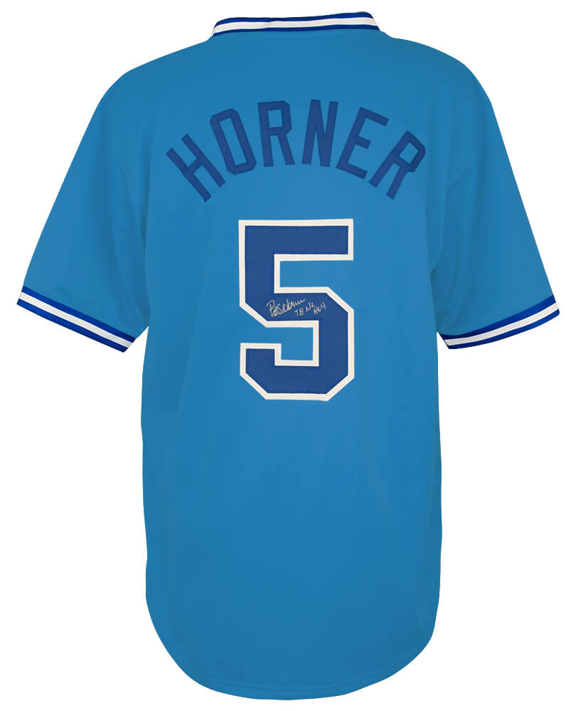 Bob Horner Signed Baby Blue Throwback Custom Baseball Jersey w/78 NL ROY