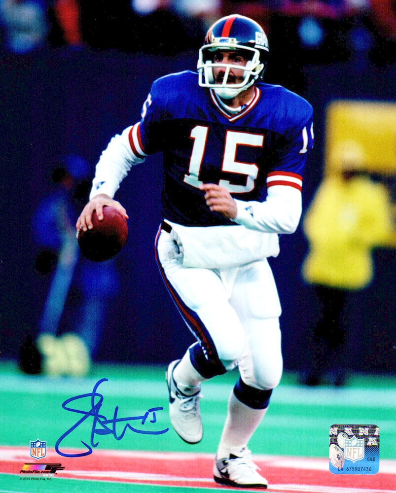 Jeff Hostetler Signed New York Giants Action 8x10 Photo