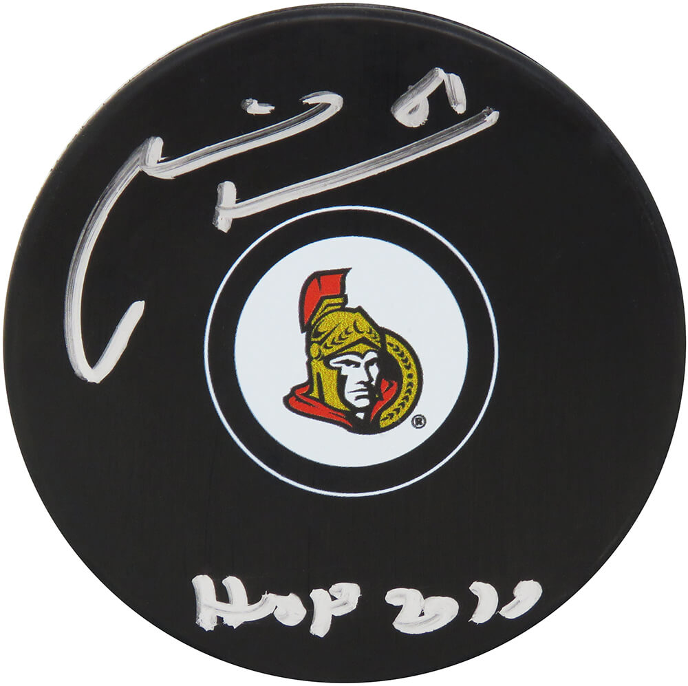 Marian Hossa Signed Ottawa Senators Logo Hockey Puck w/HOF 2020