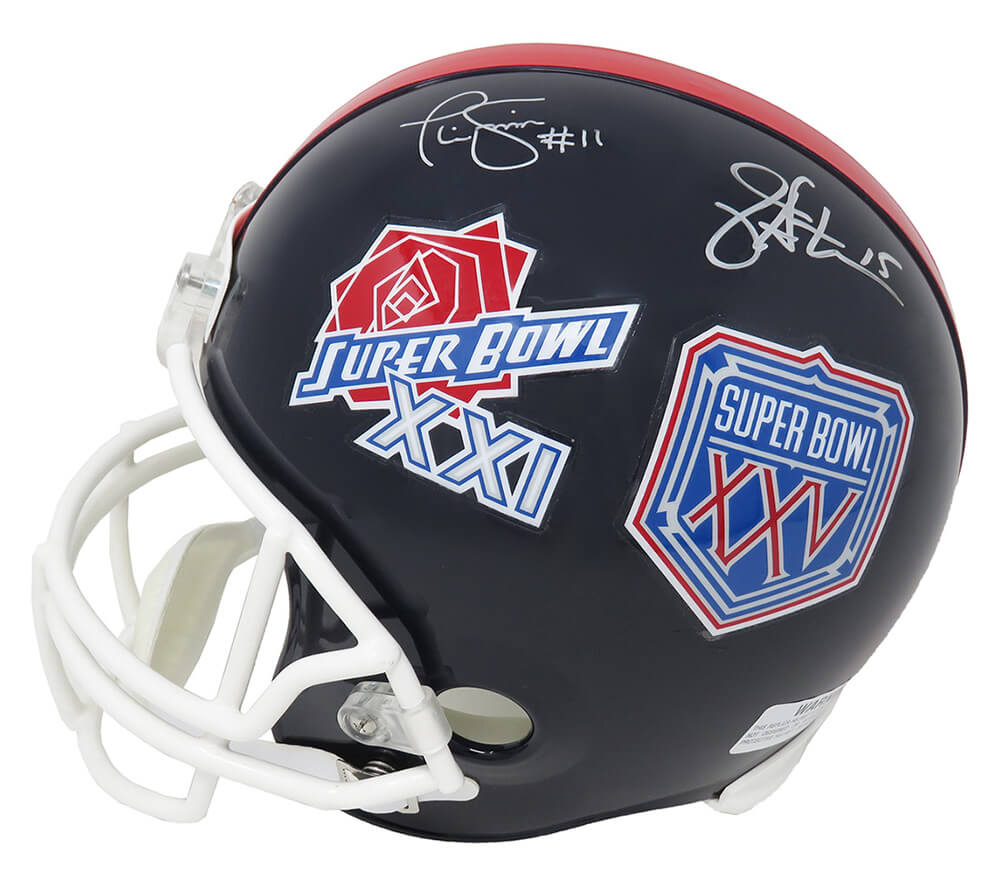 Phil Simms & Jeff Hostetler Dual Signed New York Giants Super Bowl XXI & XXV Champs Logo Riddell Full Size Replica Helmet