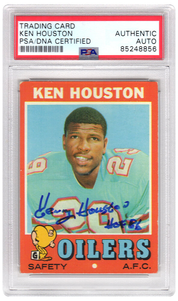Ken Houston Signed Houston Oilers 1971 Topps Football Rookie Trading Card #113 - (PSA Encapsulated)